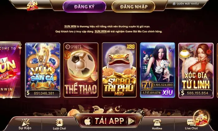 Kho tàng game khổng lồ tại Sunwin