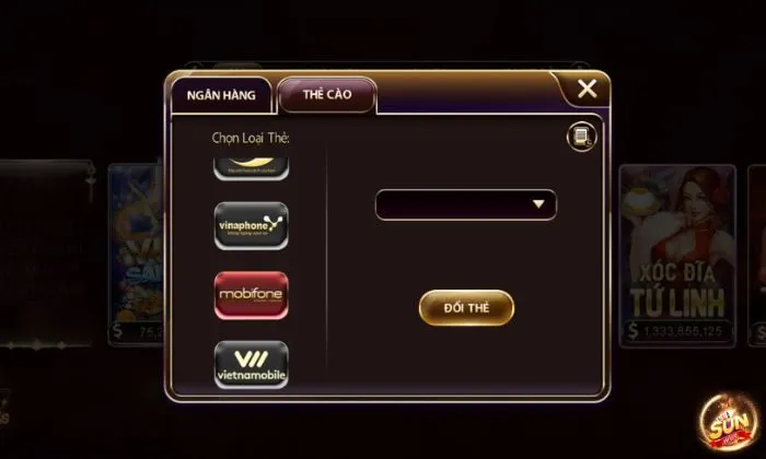 Các bước rút tiền từ nhà cái Sunwin bằng Thẻ cào thuận tiện