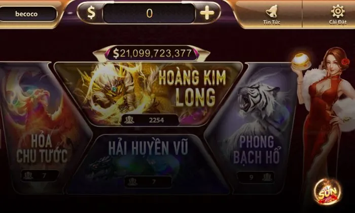 Thành viên cần lựa chọn một trong 4 phòng chơi